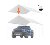VEVOR Toile de rechange abri de voiture, 6,1 x 3 m, bâche d'abri de tente de garage, imperméable et protégée contre UV, élastiques à billes (couverture supérieur uniquement, cadre non inclus), blanc