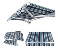 Toile d'auvent de rechange en polyester pour pare-soleil de terrasse - 300 x 250 cm et 365 x 200 cm - Manuelle rétractable - Protection UV - Bleu