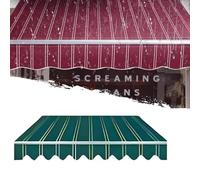 Toile d'auvent de rechange pour pare-soleil d'extérieur - 200-400 cm - Rayures vertes et rouges - Matériau (5 x 1,5 m) - Résistant aux intempéries et aux UV