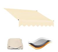Toile d'auvent de rechange résistante aux UV - Imperméable - Pour terrasse, balcon et arrière-cour - 2/3/4/5 m, gris/beige, 4 x 3 m