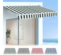 Toile d'auvent en polyester - Protection UV - Pour balcon - Rétractable - 3 x 1,50 m - Vert foncé