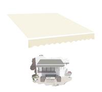 Toile d'auvent rétractable de rechange pour auvent extérieur (sans cadre) - Polyvalente - 2,5 x 2 m, 4 x 3 m, 5 x 3 m, multicolore pour terrasse, jardin, restaurants et magasins (beige, 4,9 x 4 m/5 m)
