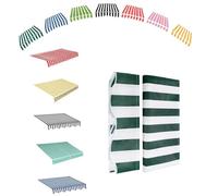Toile d'auvent rétractable de rechange pour terrasse, 2,4 m, 3 m, 3,7 m, 4,9 m, 6,1 m, tissu supérieur à rayures vertes pour cours, magasins et porches (5 x 4 m)