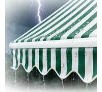 Toile D'Auvent Tissu De Rechange Rétractable, 500x250cm 400x200cm 300x150cm Tissu De Remplacement pour Auvent Imperméable pour Patio Pont (sans Cadre)(Green/White Stripes,250x200cm)