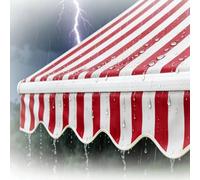 Toile D'Auvent Tissu De Rechange Rétractable, 500x250cm 400x200cm 300x150cm Tissu De Remplacement pour Auvent Imperméable pour Patio Pont (sans Cadre)(Red/White Stripes,400x300cm)