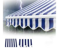 Toile D'Auvent Tissu De Rechange Rétractable, Tissu De Remplacement Pour Auvent Imperméable 500x250cm 400x200cm 300x150cm 250x200cm Pour Extérieur Patio Pont (Sans Cadre)(Blue/White Stripes,360x300cm)