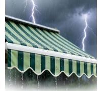 Toile D'Auvent Tissu De Rechange Rétractable, Tissu De Remplacement pour Auvent Imperméable 500x250cm 400x200cm 300x150cm 250x200cm pour Extérieur Patio Pont (sans Cadre)(Green Stripes,400x200cm)