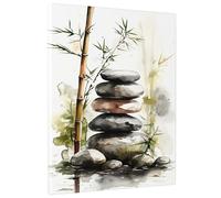 Toile de bambou zen - Impression aquarelle - Décoration murale relaxante pour salon, chambre à coucher, bureau - Sans cadre - 20,3 x 30,5 cm