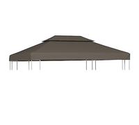 Toile de belvédère 2 Niveaux 310 g/m² 4x3 m Taupe, auvent de Remplacement en Polyester résistant à l'eau avec revêtement PVC, Coins renforcés et Fermetures Auto-agrippantes
