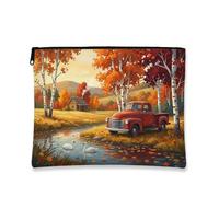 Toile de camion avec fermeture éclair, cygne rustique nostalgique, toile rouge automne avec fermeture éclair, sac de voyage pour voyage, coiffeuse, salle de bain, rangement de sac à main et