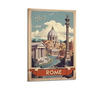 Toile de décoration murale moderne pour la maison, affiche de paysage de Rome, Italie, peinture avec cadre - 50 x 75 cm