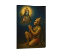 Toile de décoration murale moderne pour la maison, affiches de personnages mythiques Hanuman Rama, décoration hindoue, peinture de connexion spirituelle, 60 x 90 cm, style cadre