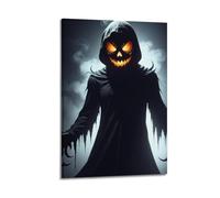 Toile de décoration murale moderne pour la maison - Affiches d'Halloween - Décoration murale esthétique avec cadre - Poster d'Halloween en forme de crâne de citrouille - 40 x 60 cm