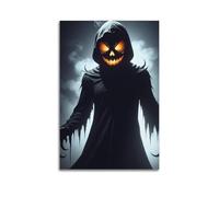 Toile de décoration murale moderne pour la maison - Affiches d'Halloween esthétiques - Poster d'Halloween en forme de crâne de citrouille - 60 x 90 cm - Style sans cadre