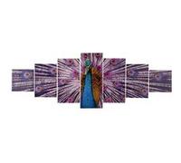 Toile de décoration murale, tableau T375 XL en 7 parties 245x87cm Paon Multicolore G