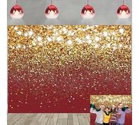 Toile de fond à paillettes rouges à pois dorés pour anniversaire, mariage, bal de fin d'année, décoration du Nouvel An, bannière, portrait, accessoires de photographie