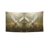 Toile de fond à suspendre avec imprimé herbe et colombe pour célébration de fête, décoration intérieure ou extérieure pour événements festifs