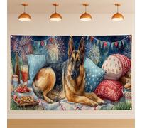 Toile de fond aquarelle berger allemand, fond photo réaliste pour pique-nique en plein air pour l'été et le jour de l'indépendance 180 x 109 cm