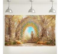 Toile de fond arc-en-ciel en forme de hibou des bois, fond rustique pour photographie d'automne, jolies décorations de fête pour les célébrations de la récolte d'automne, 180 x 109 cm
