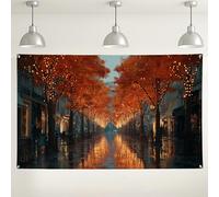 Toile de fond avec lumières de rue d'automne, arrière-plan décoratif confortable pour les événements photographiques, Thanksgiving et Halloween, 180 x 109 cm