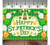 Toile de fond avec trèfle porte-bonheur vert Happy St Patrick, 3,7 x 3 m, bannière de ballons irlandais de Saint Patrick, accessoires de séance photo, décoration