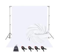 Toile de Fond Blanc avec 4 Clips Anti-Plis, Coton Mousseline Moins de Rides Pliable Fond Tissu Studio Photo (10 * 15FT / 3 * 4,5M Blanc) pour Le Portrait, Photographie, Vidéo, Camera, Photo