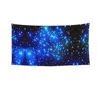 Toile de fond bleue brillante imprimée étoiles pour décoration d'intérieur, grande bannière pour joyeux Noël à suspendre pour les fêtes de fin d'année