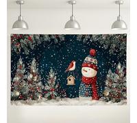 Toile de fond bonhomme de neige au pays des merveilles d'hiver, décorations de vacances festives confortables pour fêtes de Noël, fournitures de fond pour photographie d'intérieur/extérieur, 180 x 109