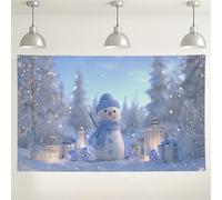Toile de fond bonhomme de neige au pays des merveilles d'hiver, jolies décorations de Noël pour fêtes de vacances, arrière-plan photo confortable intérieur/extérieur pour célébrations festives 180 x
