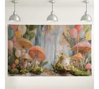 Toile de fond champignon au pays des merveilles, décorations de fête sur le thème fantastique, fond coloré intérieur/extérieur pour fête prénatale, célébrations de printemps, 180 x 109 cm