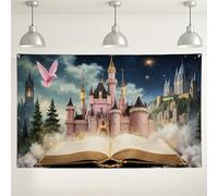 Toile de fond château de conte de fées, décorations sur le thème du livre d'histoires magiques, fond de photographie fantastique pour fête d'anniversaire d'enfants, fournitures d'événement intérieur