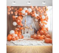 Toile de fond château rose pour photographie - Toile de fond pour arche de ballons princesse avec motif floral fantastique, toile de fond pour fête de princesse pour anniversaire, fête prénatale et