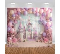 Toile de fond château violet pour photographie - Toile de fond pour arche de ballons princesse avec motif floral fantastique, toile de fond pour fête de princesse pour anniversaire, fête prénatale et