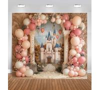 Toile de fond château violet pour photographie - Toile de fond pour arche de ballons princesse avec motif floral fantastique, toile de fond pour fête d'anniversaire de filles, fête prénatale et