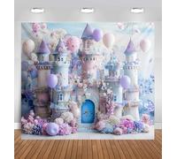 Toile de fond château violet pour photographie - Toile de fond pour arche de ballons princesse avec motif floral fantastique - Toile de fond pour fête d'anniversaire de fille, fête prénatale et