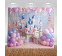 Toile de fond château violet pour photographie - Toile de fond pour arche de ballons princesse avec motif floral fantastique, toile de fond pour fête d'anniversaire de filles, fête prénatale et