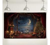 Toile de fond confortable de Noël pour salon, décorations de scène de vacances, fond de photographie au pays des merveilles d'hiver pour fêtes, célébrations de Noël 180 x 109 cm
