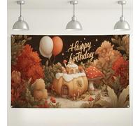 Toile de fond d'anniversaire fantaisie, jardin enchanté - Décorations de fête de conte de fées magique, intérieur/extérieur - Pour photographie d'enfants - 180 x 109 cm