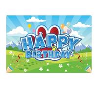 Toile de Fond d'anniversaire Motif Empreinte de Patte Dessin Animé, Bannière Happy Birthday en Polyester 150 x 100 cm Fête sur Le Thème du Chien Fournitures pour Baby Shower Garçons Filles