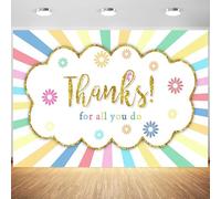 Toile de fond de 2,7 x 1,8 m avec inscription « Thank You Do We Appreciate You » pour photographie de remise de diplôme - Bannière de remerciement - Bannière de retraite - Accessoires de photomaton