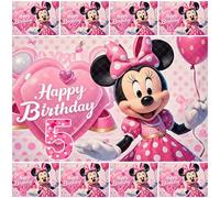 Toile de fond de dessin animé Disney Minnie Mouse, numéros personnalisables, décorations de fête d'anniversaire pour fille, arrière-plan de photographie en vinyle, cadeau pour bébé AZ293-10