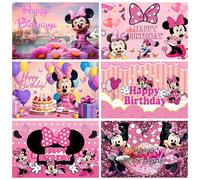Toile de fond de dessin animé Minnie Mouse pour filles, décorations de table de gâteau pour fête d'anniversaire, fond de photographie Mickey, bannière pour baby shower B096-13