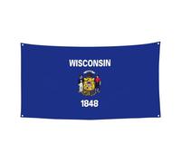 Toile de fond de fête intérieure imprimée drapeau de l'État du Wisconsin, grande bannière pour joyeux Noël à suspendre pour les fêtes de fin d'année