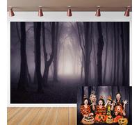 Toile de fond de forêt brumeuse d'Halloween Décorations de fête effrayantes en bois d'Halloween Crépuscule