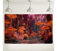 Toile de fond de forêt de champignons magiques, fond de photographie florale enchantée, décoration de fête colorée pour événements, décorations à thème fantastique pour célébrations d'automne, 180 x