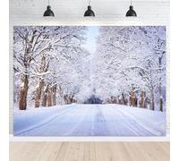 Toile de fond de Noël au pays des merveilles d'hiver de 2,1 x 1,5 m - Grand paysage de forêt enneigée blanche - Paysage naturel à suspendre au mur - Accessoire de photographie de Noël pour intérieur