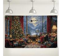 Toile de fond de Noël au pays des merveilles d'hiver, décorations de scène de vacances confortables pour photographie, fournitures de fête intérieur/extérieur, fond saisonnier festif, 180 x 109 cm