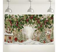 Toile de fond de Noël au pays des merveilles d'hiver, décorations de vacances festives, fond de scène enneigée pour photographie fournitures de fête, 180 x 109 cm