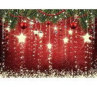 Toile de fond de Noël en forme de flocon de neige avec étoiles rouges étincelantes pour réveillon de Noël, 3 x 2,4 m, toile de fond rouge pour photographie d'anniversaire d'enfants, fête prénatale,