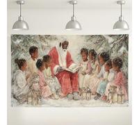 Toile de fond de Noël Père Noël Scène vintage au pays des merveilles d'hiver pour décorations de fête de vacances, fournitures de fond photo festives d'intérieur/extérieur 180 x 109 cm